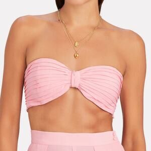 Ronny Kobo Mayah Crop Top Petal Pink Linen Blend Knot Front Bandeau Small Luxury